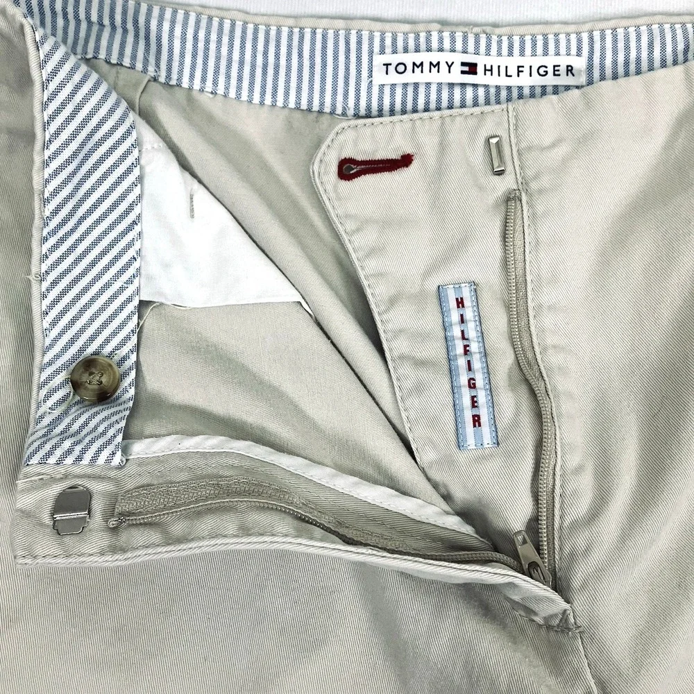 Tommy Hilfiger Womens‎ Light Tan Y2K Vintage 100% Cotton Wide Leg Pants Size 14